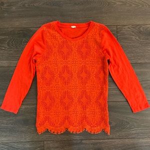 J Crew Crochet Overlay Tee, Size Small